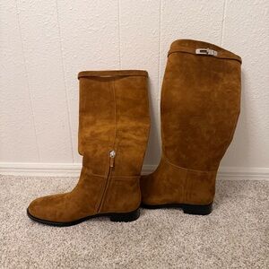Bibi Lou Tan Suede Knee-High Boots